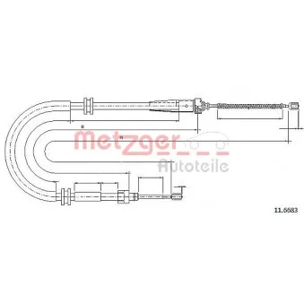 Tirette à câble, frein de stationnement METZGER 11.6683