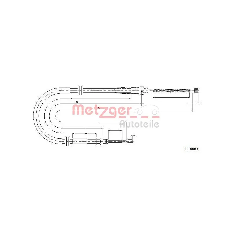 Tirette à câble, frein de stationnement METZGER 11.6683
