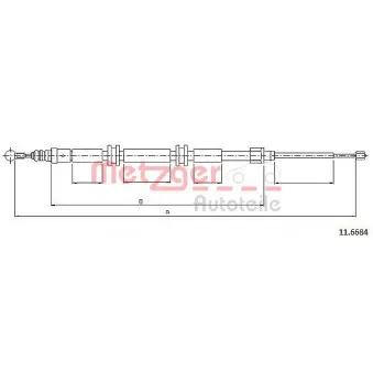 Tirette à câble, frein de stationnement METZGER 11.6684