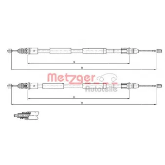 Tirette à câble, frein de stationnement METZGER 11.6771