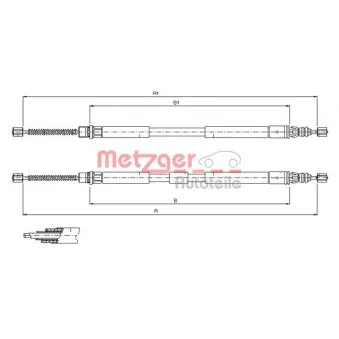Tirette à câble, frein de stationnement METZGER 11.6796