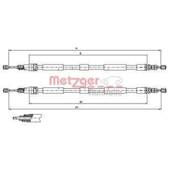 Tirette à câble, frein de stationnement METZGER 11.6797