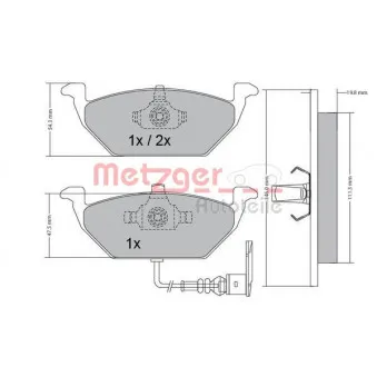 Jeu de 4 plaquettes de frein avant METZGER 1170002
