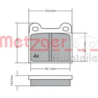 Jeu de 4 plaquettes de frein avant METZGER 1170003