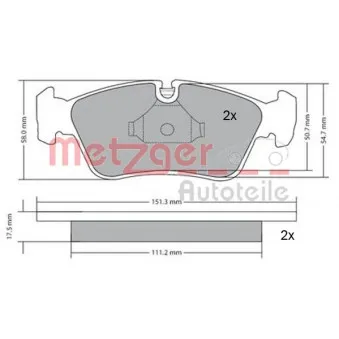 Jeu de 4 plaquettes de frein avant METZGER 1170019