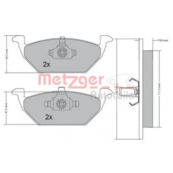 Jeu de 4 plaquettes de frein avant METZGER 1170027