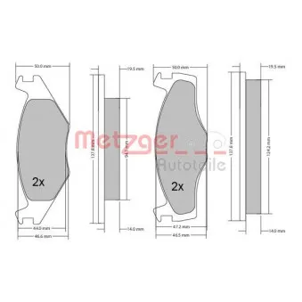 Jeu de 4 plaquettes de frein avant METZGER 1170033