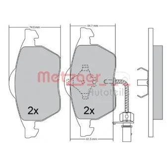 Jeu de 4 plaquettes de frein avant METZGER 1170036