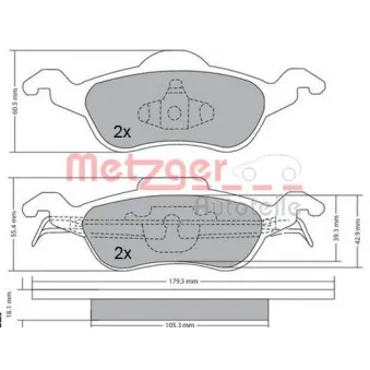 Jeu de 4 plaquettes de frein avant METZGER 1170038