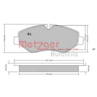 Jeu de 4 plaquettes de frein avant METZGER 1170040