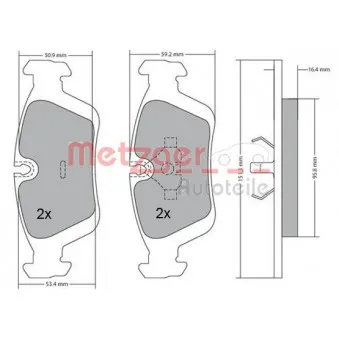 Jeu de 4 plaquettes de frein avant METZGER 1170043