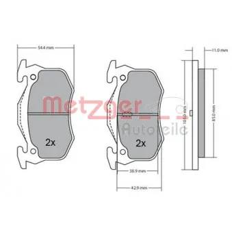 Jeu de 4 plaquettes de frein arrière METZGER 1170050