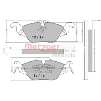 Jeu de 4 plaquettes de frein avant METZGER 1170063