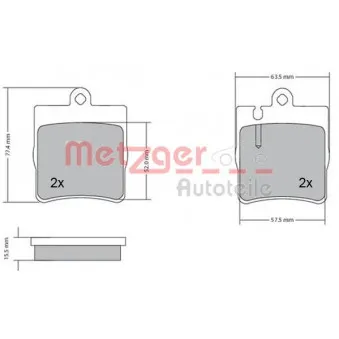 Jeu de 4 plaquettes de frein arrière METZGER 1170064