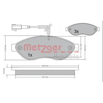 Jeu de 4 plaquettes de frein avant METZGER 1170073