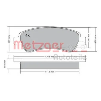 Jeu de 4 plaquettes de frein arrière METZGER 1170085