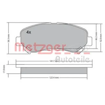 Jeu de 4 plaquettes de frein avant METZGER 1170093