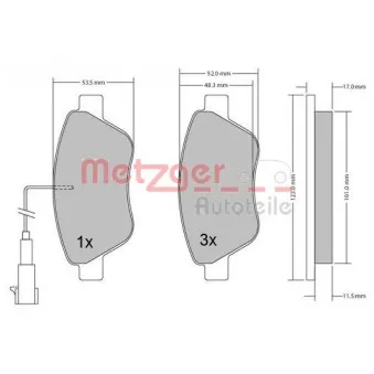Jeu de 4 plaquettes de frein avant METZGER 1170102