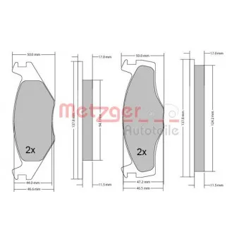 Jeu de 4 plaquettes de frein avant METZGER 1170103