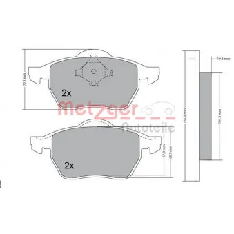 Jeu de 4 plaquettes de frein avant METZGER 1170114