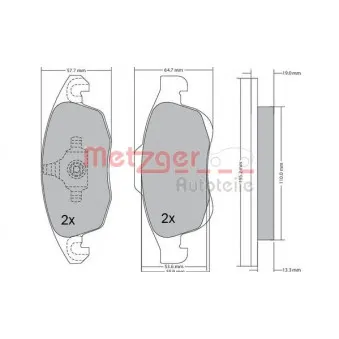 Jeu de 4 plaquettes de frein avant METZGER 1170129