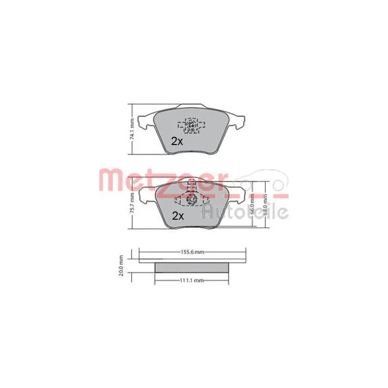Jeu de 4 plaquettes de frein avant METZGER 1170130