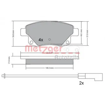 Jeu de 4 plaquettes de frein arrière METZGER 1170138
