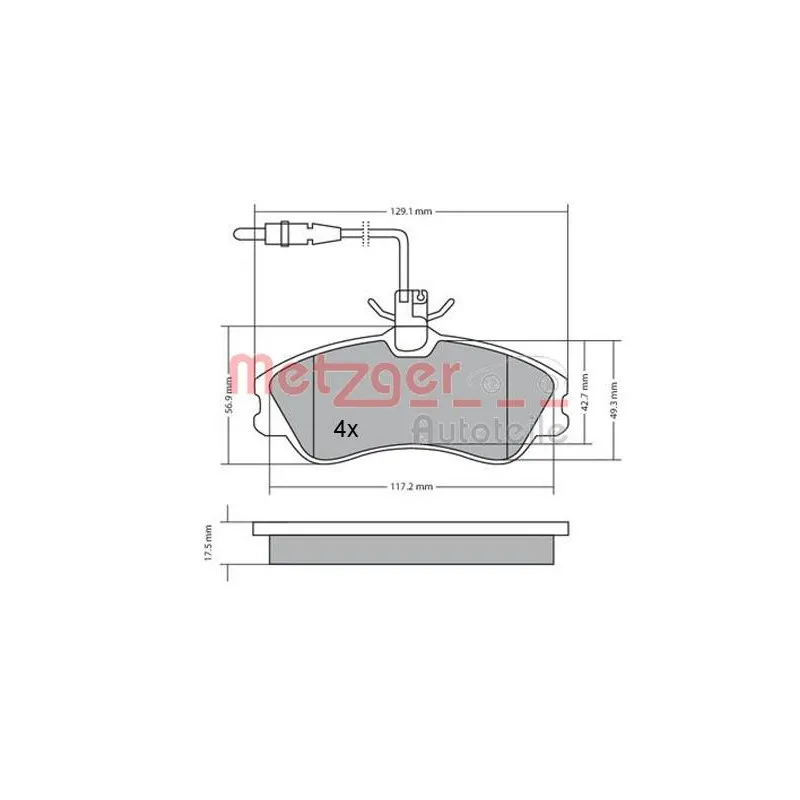 Jeu de 4 plaquettes de frein avant METZGER 1170150