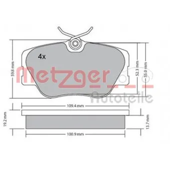 Jeu de 4 plaquettes de frein avant METZGER 1170151