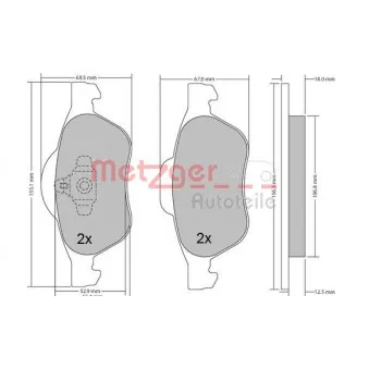 Jeu de 4 plaquettes de frein avant METZGER 1170155