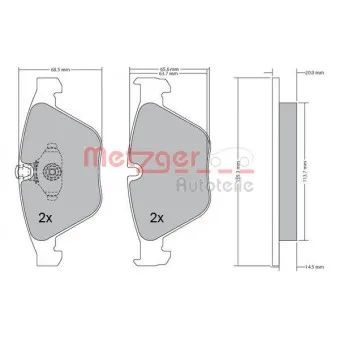 Jeu de 4 plaquettes de frein avant METZGER 1170168