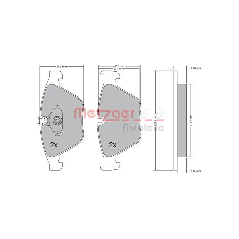 Jeu de 4 plaquettes de frein avant METZGER 1170168