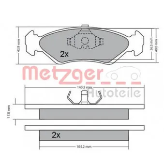 Jeu de 4 plaquettes de frein avant METZGER 1170181