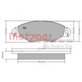 Jeu de 4 plaquettes de frein avant METZGER 1170199
