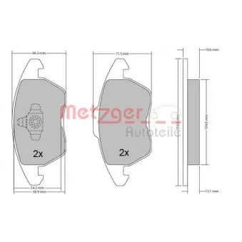 Jeu de 4 plaquettes de frein avant METZGER 1170211
