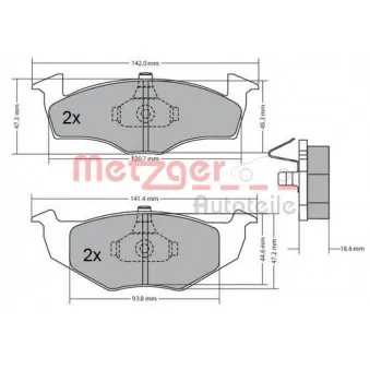 Jeu de 4 plaquettes de frein avant METZGER 1170217