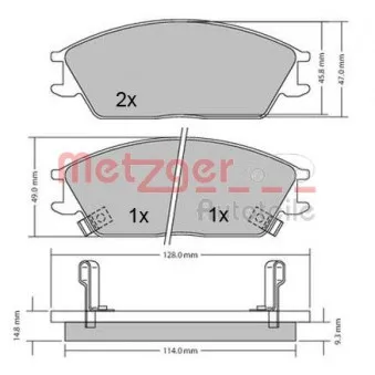 Jeu de 4 plaquettes de frein avant METZGER 1170224