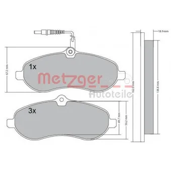 Jeu de 4 plaquettes de frein avant METZGER 1170228