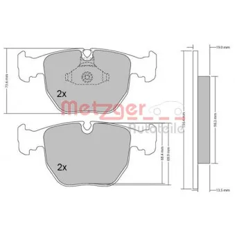 Jeu de 4 plaquettes de frein avant METZGER 1170238