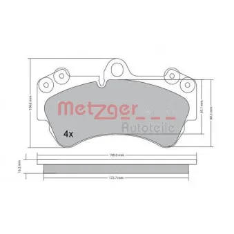 Jeu de 4 plaquettes de frein avant METZGER 1170242