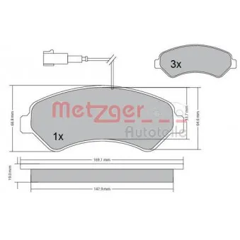 Jeu de 4 plaquettes de frein avant METZGER 1170248