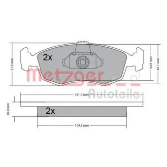 Jeu de 4 plaquettes de frein avant METZGER 1170249
