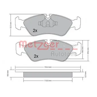Jeu de 4 plaquettes de frein avant METZGER 1170252