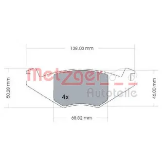 Jeu de 4 plaquettes de frein avant METZGER 1170257