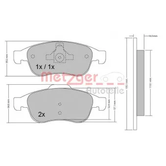 Jeu de 4 plaquettes de frein avant METZGER 1170265