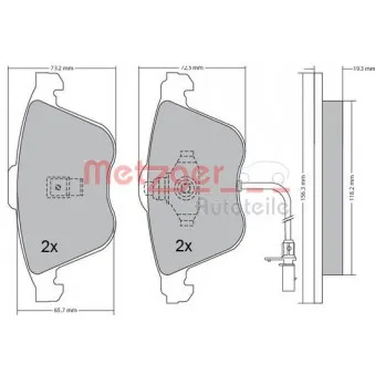 Jeu de 4 plaquettes de frein avant METZGER 1170268