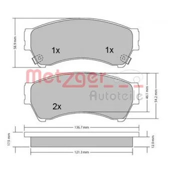 Jeu de 4 plaquettes de frein avant METZGER 1170270