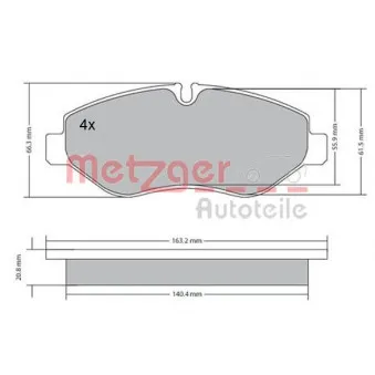 Jeu de 4 plaquettes de frein avant METZGER 1170271
