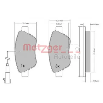 Jeu de 4 plaquettes de frein avant METZGER 1170296