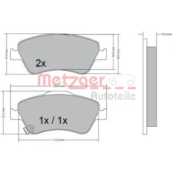 Jeu de 4 plaquettes de frein avant METZGER 1170299